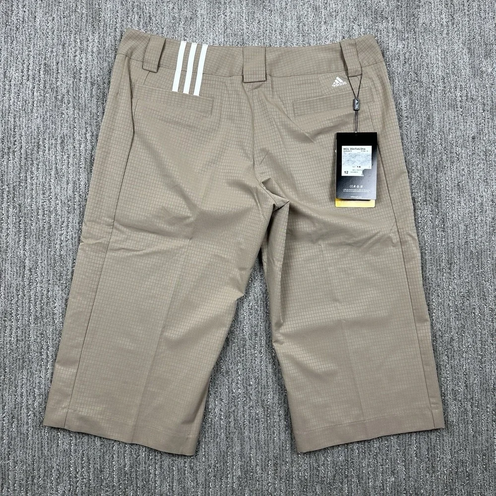 Adidas Womens Sz 12 ClimaLite Golf Breathable Lightweight Capri Pants Beige NWT‎